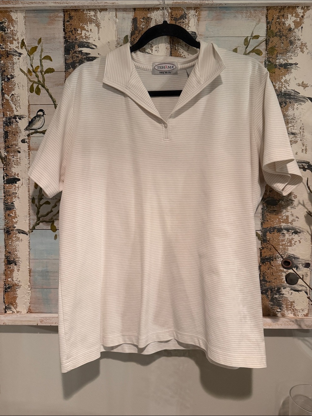 TEHAMA Short-Sleeve Zip Polo in Off-White